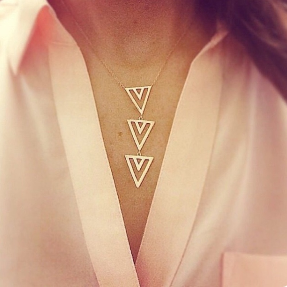 Stella & Dot Rose Gold Pavé Spear Pendant Necklace